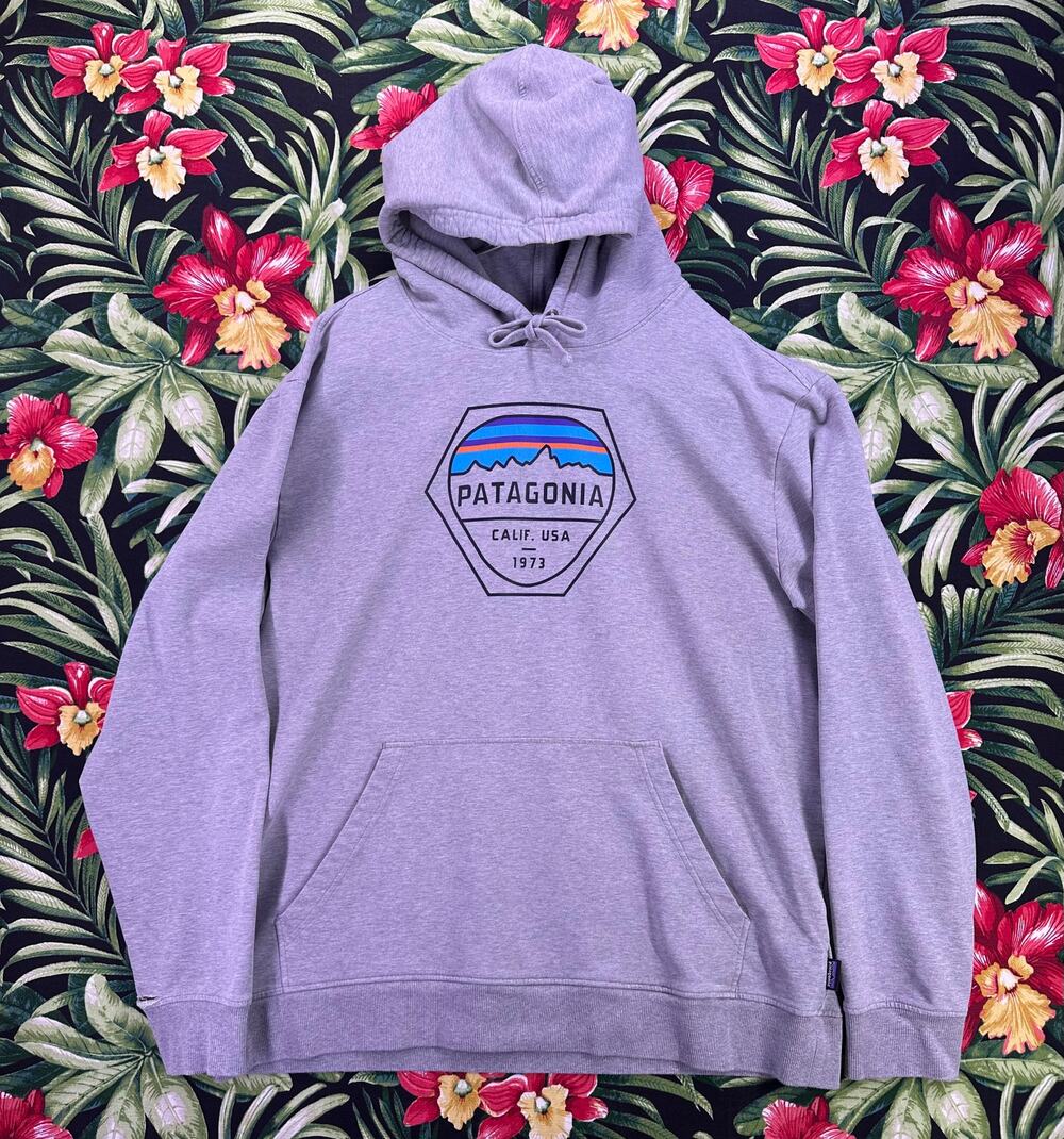 Patagonia Light Gray Hoodie IconLogo On The Chest Size Large